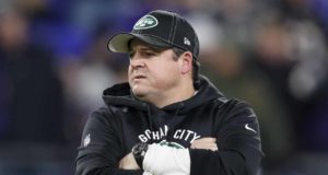 BALTIMORE, MD - DECEMBER 12: Offensive coordinator and quarterbacks coach Dowell Loggains of the New York Jets looks on before the game against the Baltimore Ravens at M&T Bank Stadium on December 12, 2019 in Baltimore, Maryland.