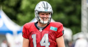 Carolina Panthers QB Sam Darnold joked about the New York Jets offensive line.