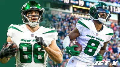 Ryan Griffin, Elijah Moore, NY Jets GM, Joe Douglas