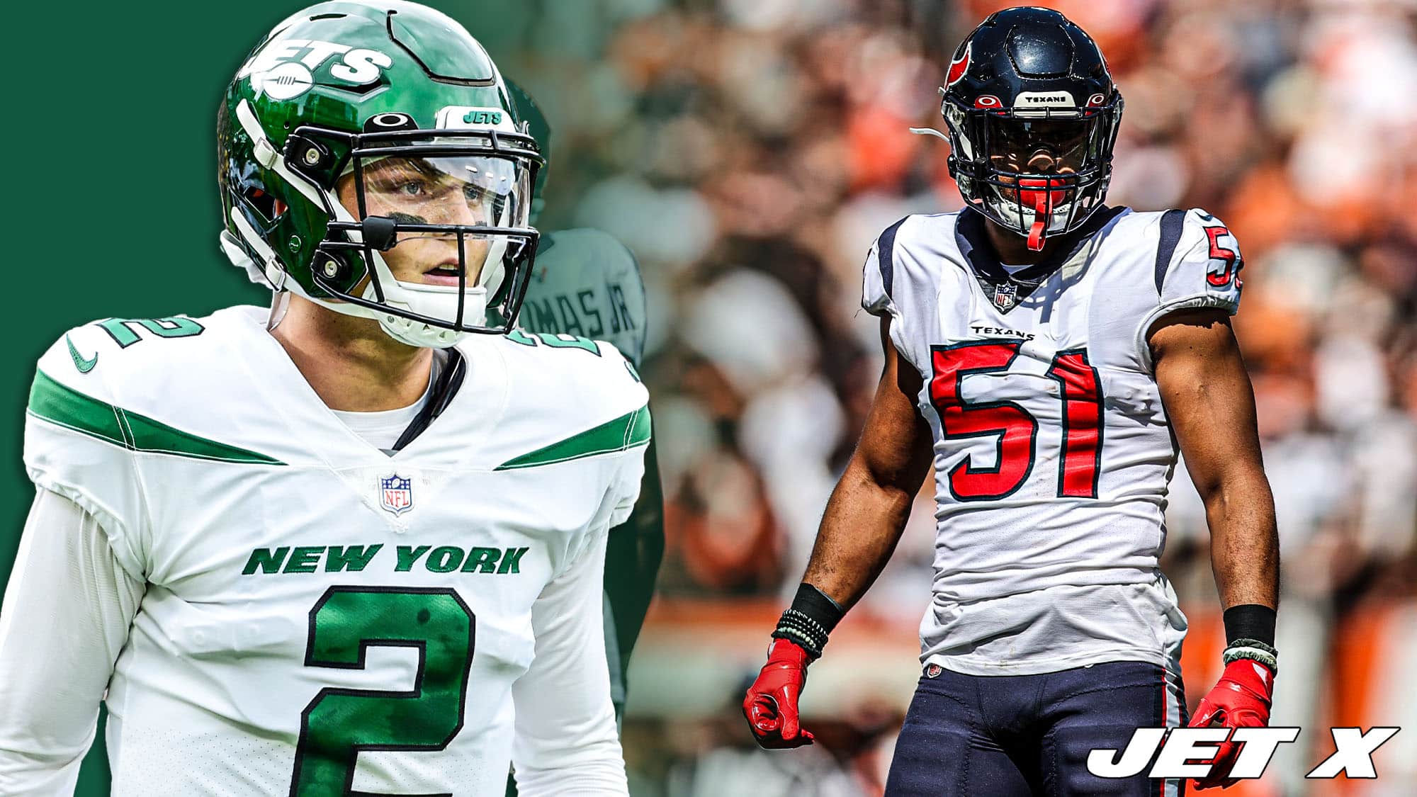 Houston Texans linebacker Kamu Grugier-Hill (51) with the sack of the  quarterback during an NFL football game against the New York Jets , Sunday,  Nov. 28, 2021, in Houston. (AP Photo/Matt Patterson