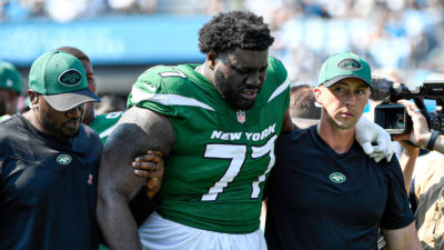 Mekhi Becton, NY Jets, Injury Report, Stats, Games Lost to Injuries, MetLife Turf