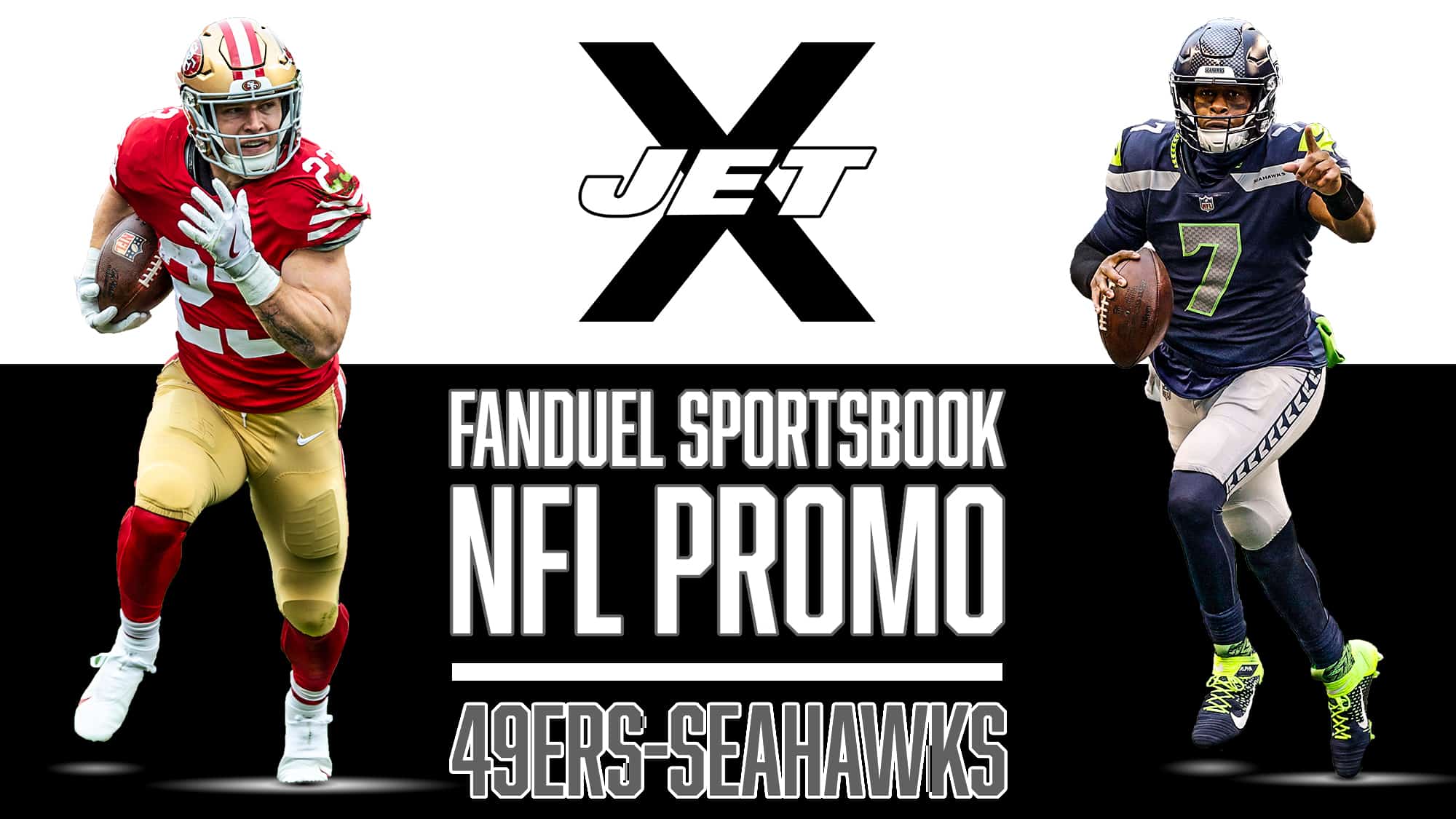 FanDuel Sportsbook Promo, San Francisco 49ers vs. Seattle Seahawks, NFL playoffs, Christian McCaffrey, Geno Smith