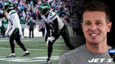 Mike LaFleur, Garrett Wilson, New York Jets, Getty Images, Jet X Graphic