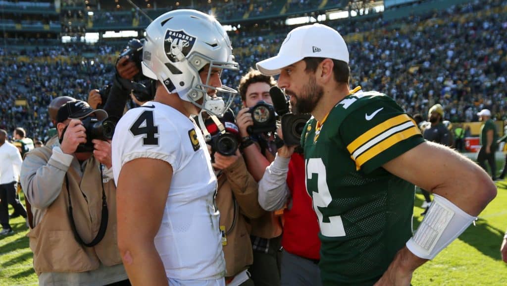 Aaron Rodgers, Derek Carr, Green Bay Packers, Las Vegas Raiders, New York Jets