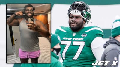 Mekhi Becton, NY Jets, Weight, Workout, Twitter