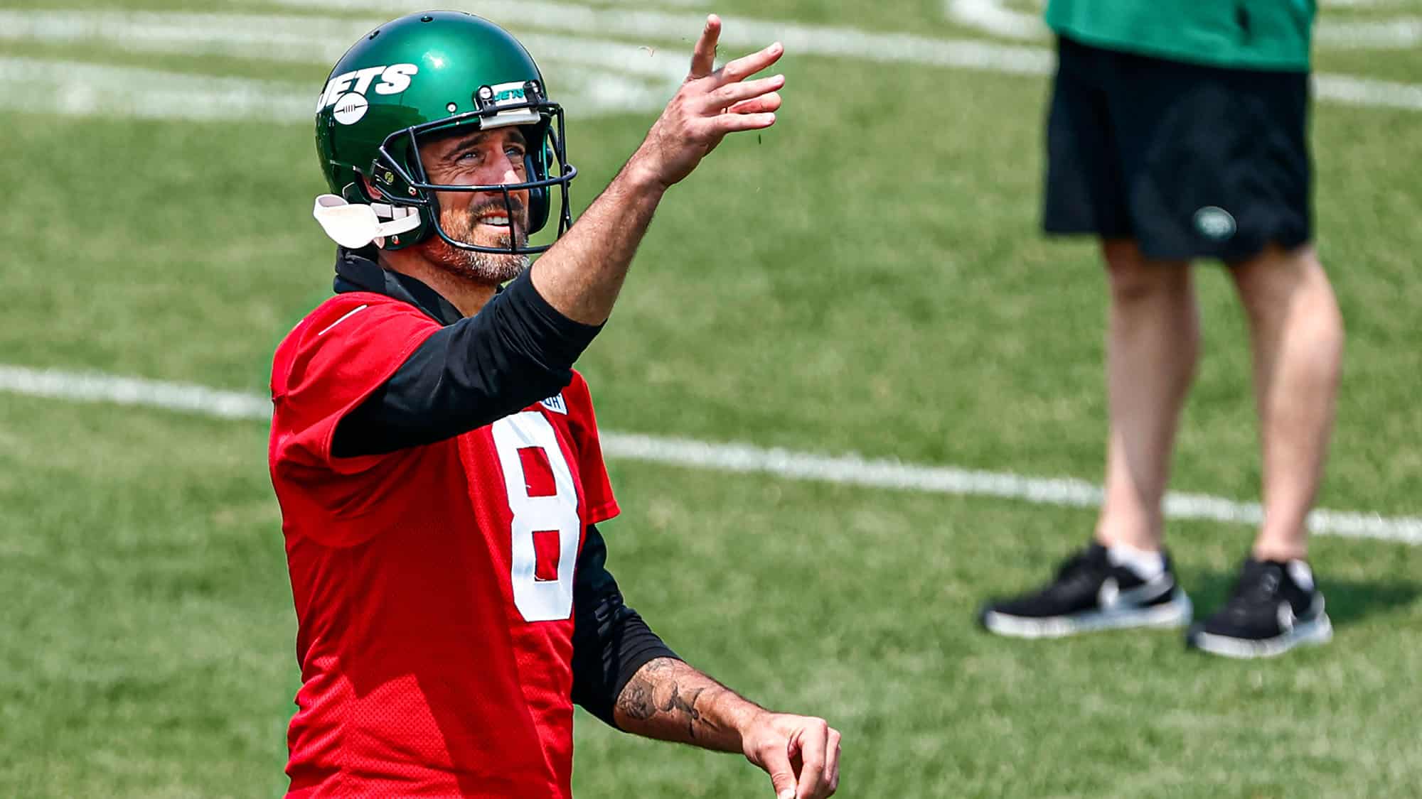 Aaron Rodgers Participates In Ny Jets Otas Video