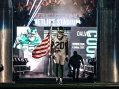 New York Jets cornerback Sauce Gardner (1) against the Buffalo Bills in an  NFL football game, Sunday, Dec. 11, 2022, in Orchard Park, N.Y. Bills won  20-12. (AP Photo/Jeff Lewis Stock Photo - Alamy