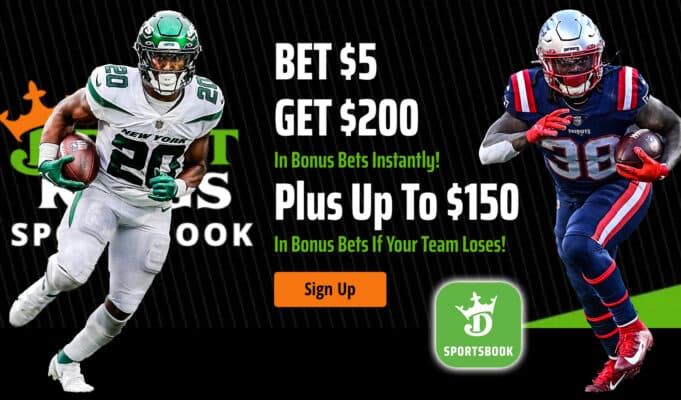 DraftKings Promo Code, $200 Instant Bonus, New York Jets vs. New England Patriots