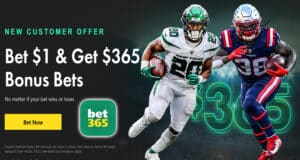 bet365 Promo Code, $365 Instant Bonus, New York Jets vs. New England Patriots