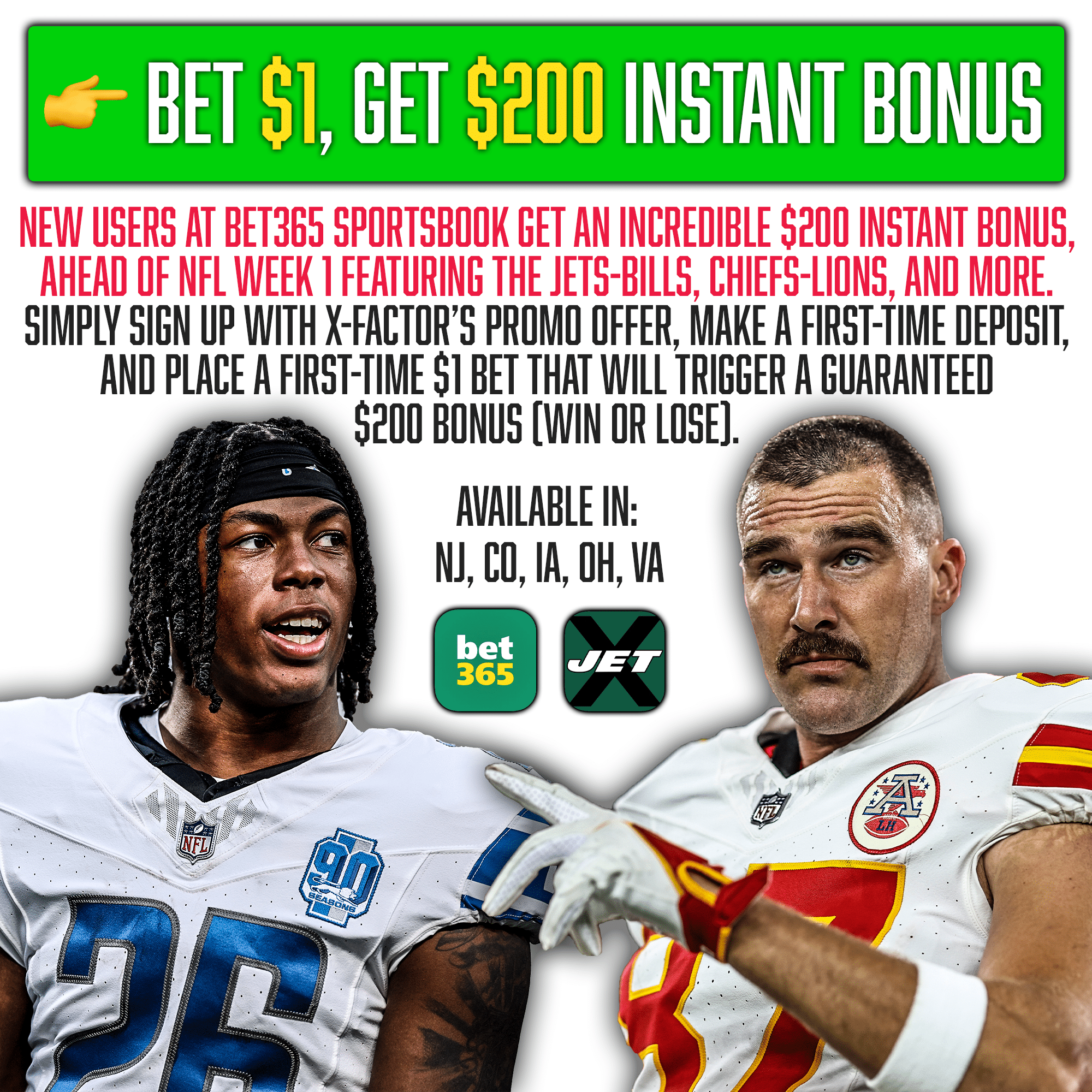 bet365 Promo Code: Bet $1, Get $365 Instant Bonus - NFL Week 1