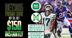 bet365 Promo Code NFL, Get $150 Bonus, Week 8, New York Jets vs. New York Giants