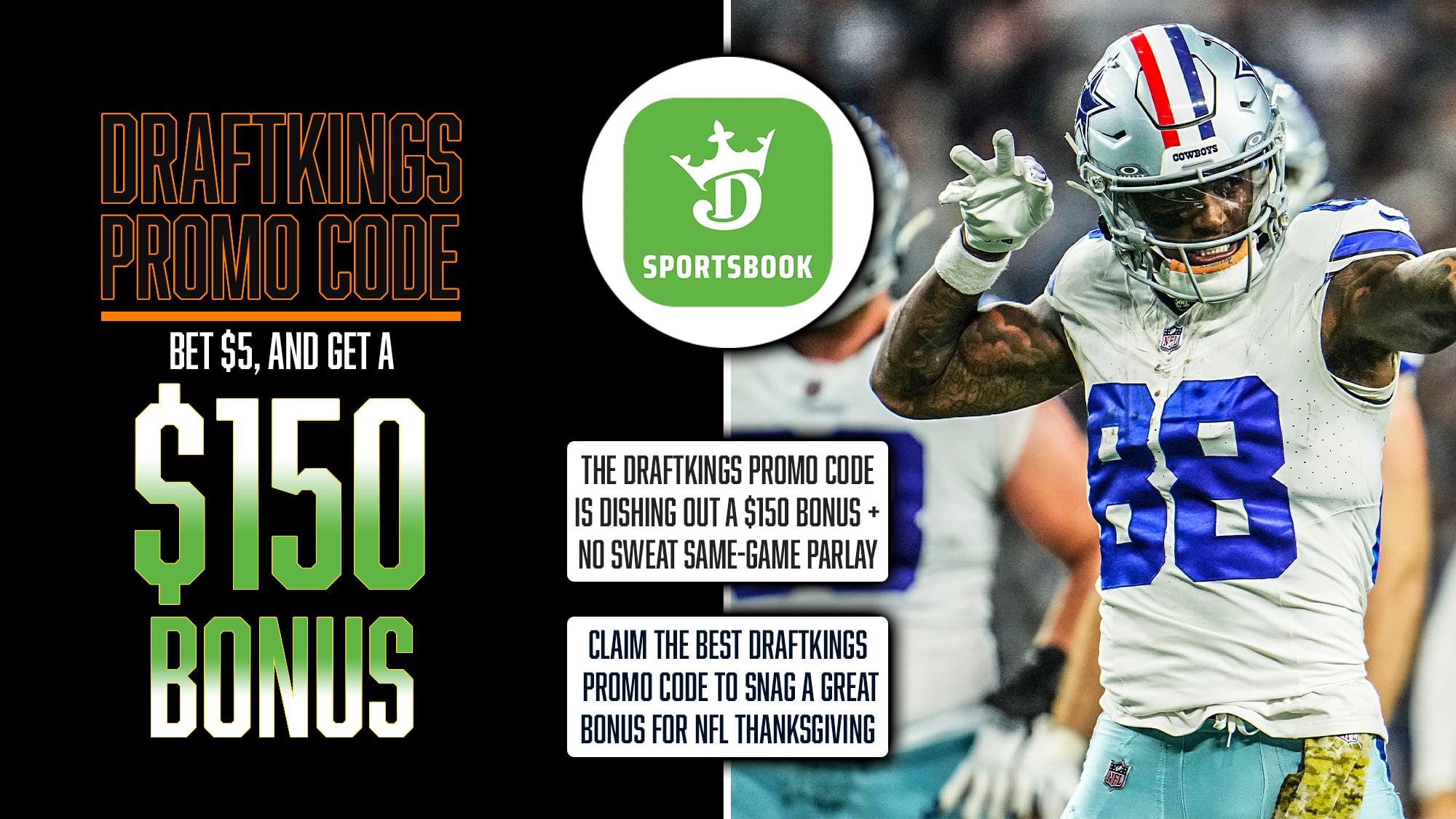 DraftKings Promo Code, Get $150 Instant Bonus, NFL Thanksgiving, Black Friday