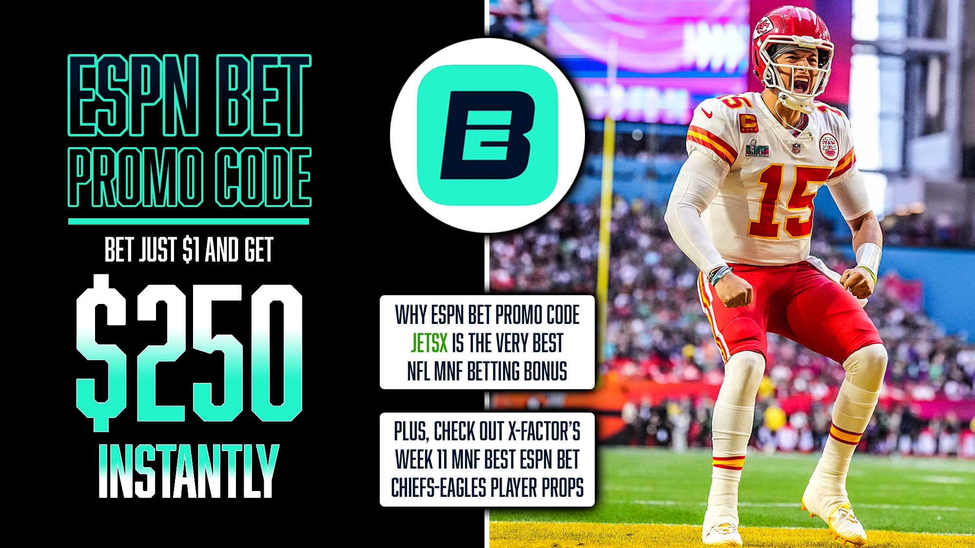 ESPN Bet Promo Code, Claim $250 Bonus, NFL Week 11, Chiefs-Eagles Props