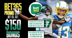 bet365 Bonus Code, $150 or $1,000 NFL Promo, MNF Jets-Chargers