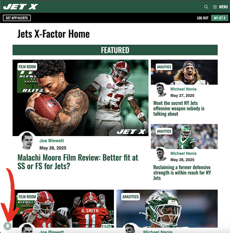 Jets X-Factor Notifications Desktop